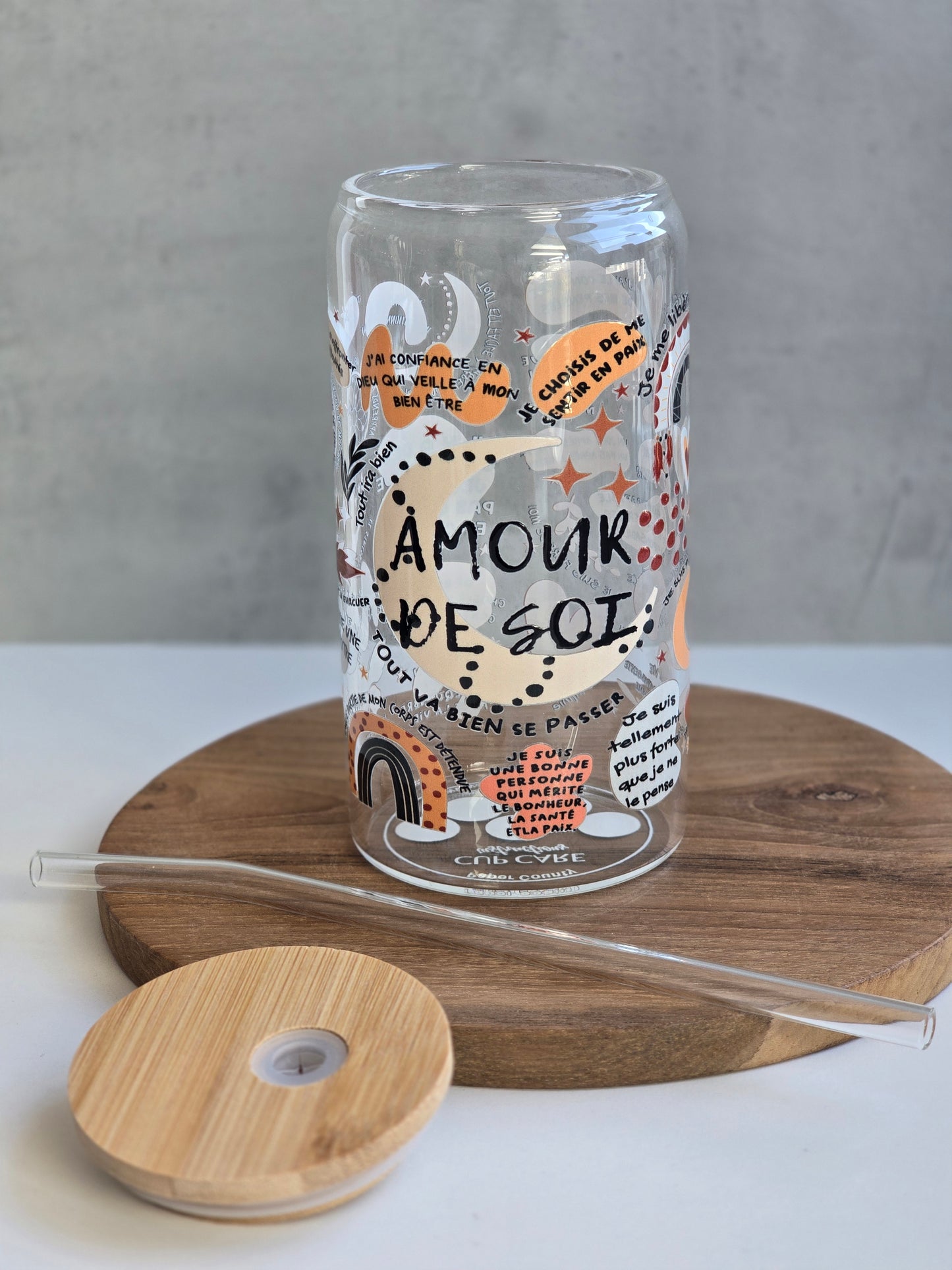 Tasse en Verre d'Amour de Soi