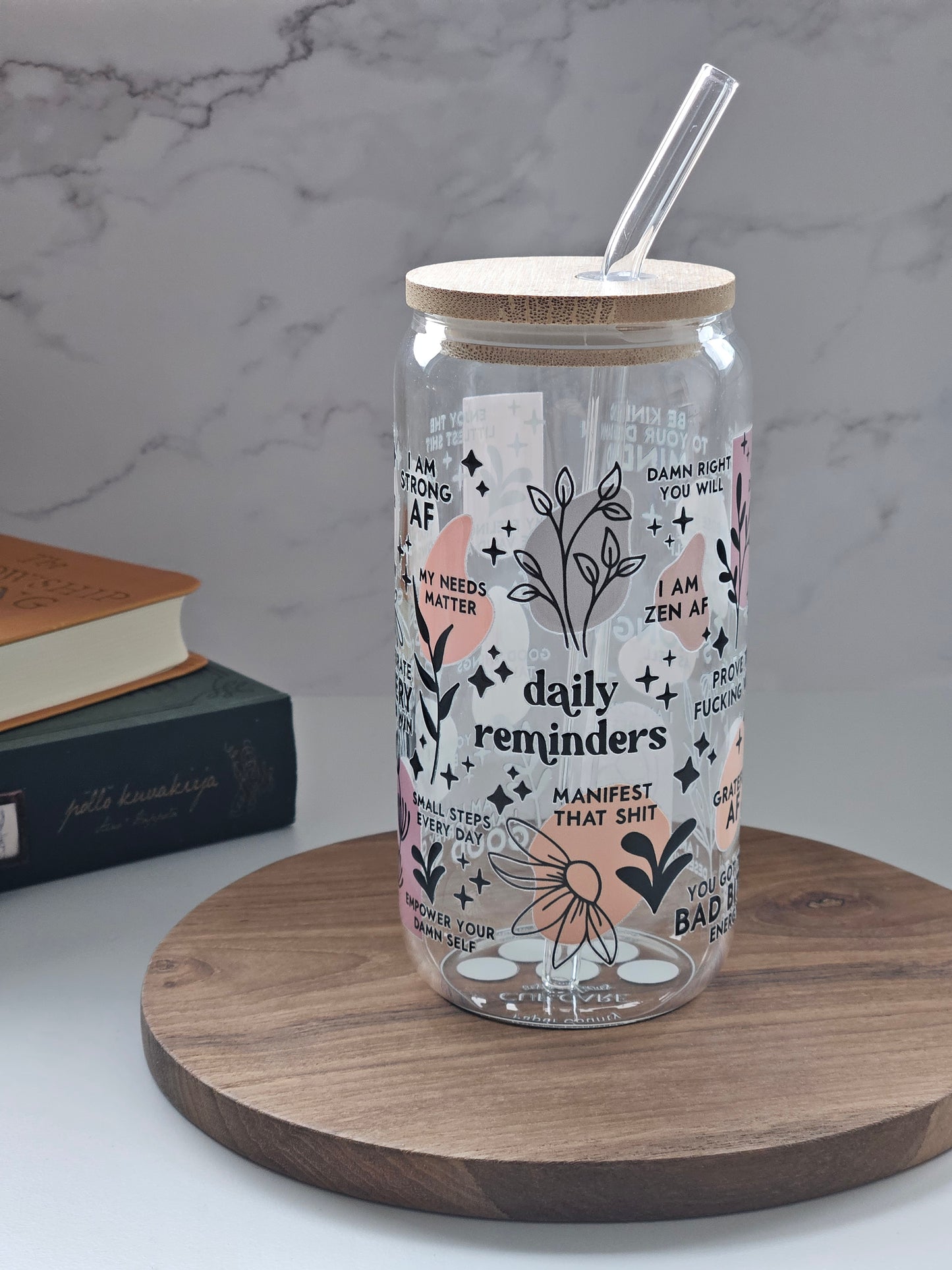 Tasse en Verre Daily Reminders – Version Vulgaire | Cadeaux Uniques