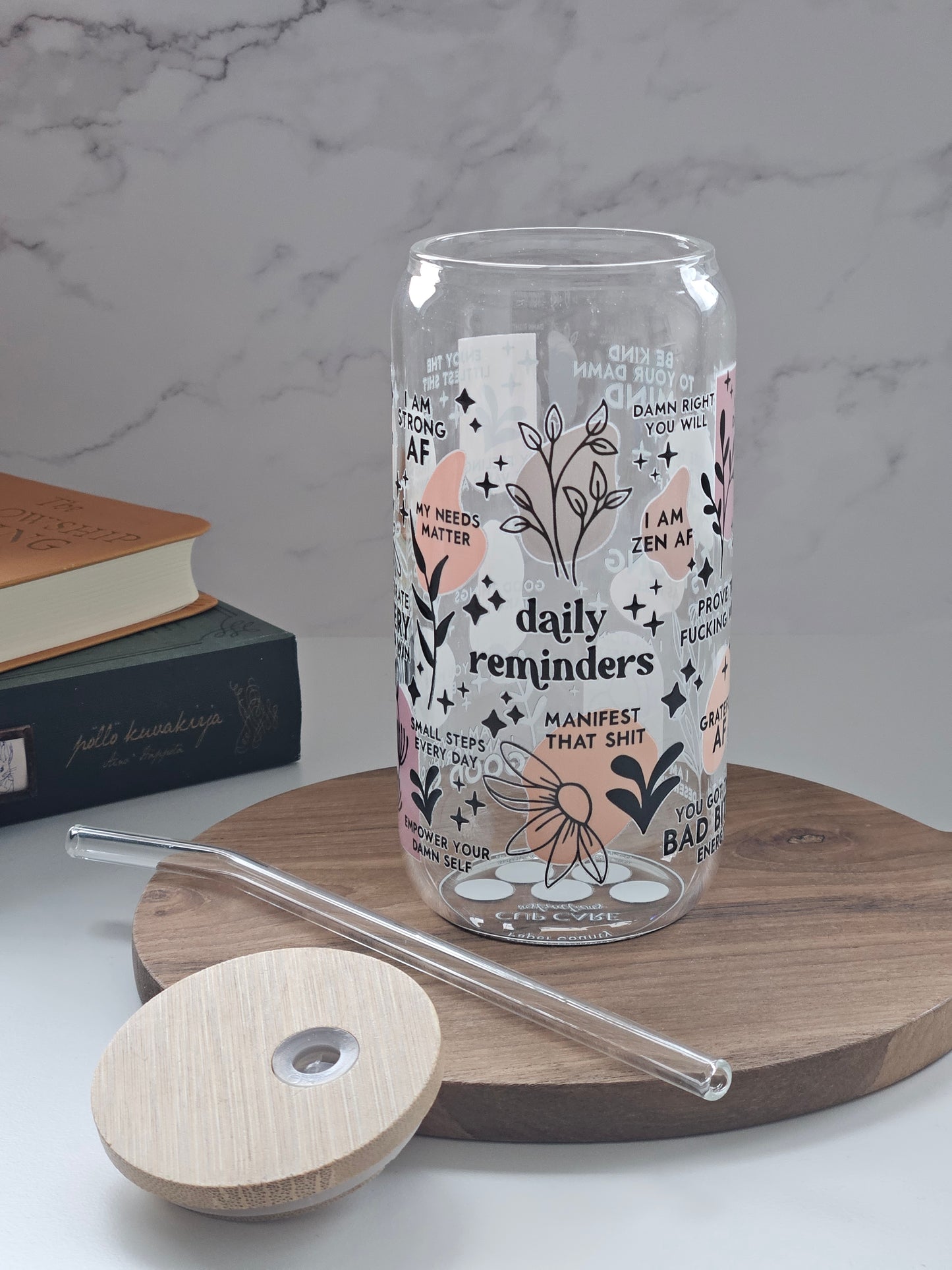 Tasse en Verre Daily Reminders – Version Vulgaire | Cadeaux Uniques