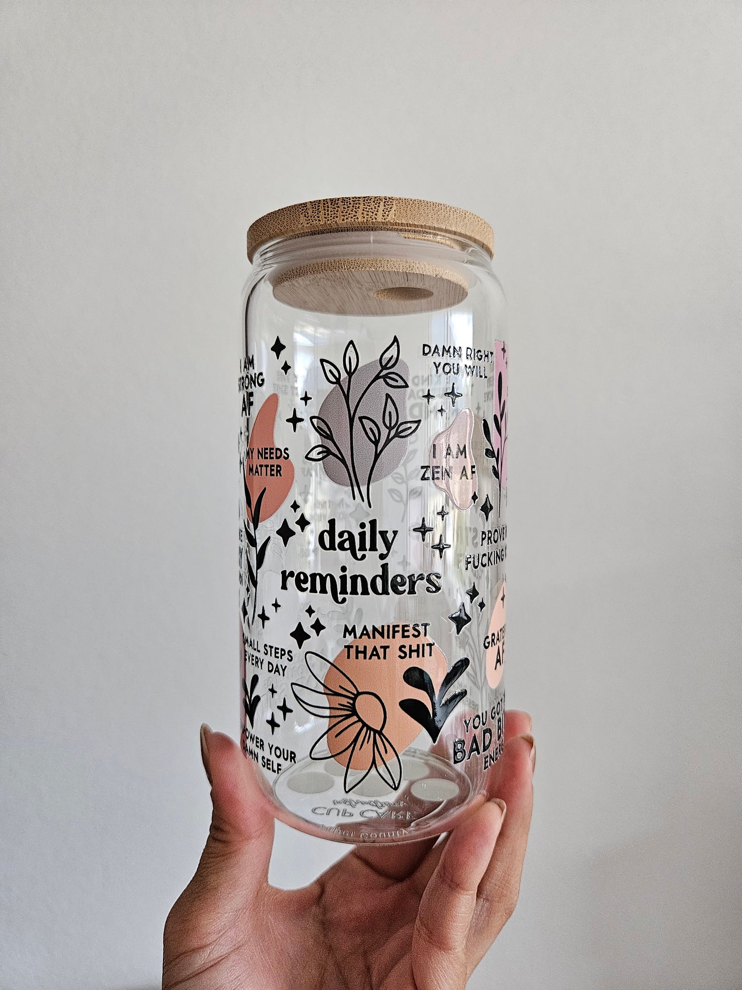 Tasse en Verre Daily Reminders – Version Vulgaire | Cadeaux Uniques