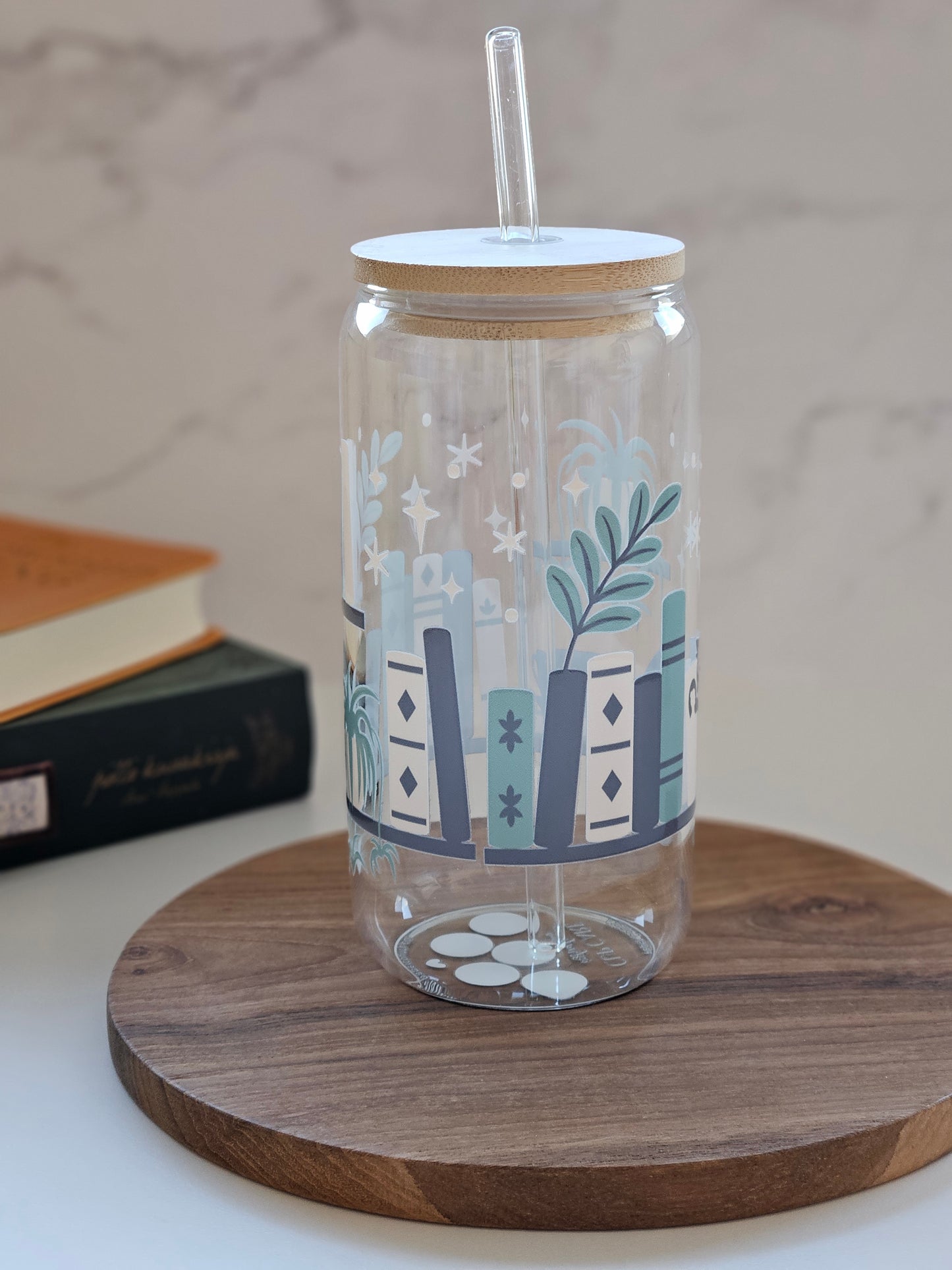 Glasbecher für Bücher-, Katzen- & Pflanzenliebhaber