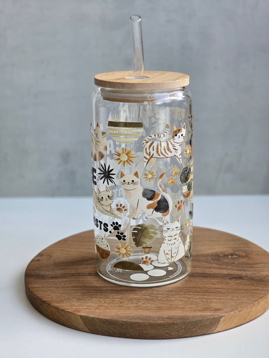 Cats are Nature's Therapists Glass Cup