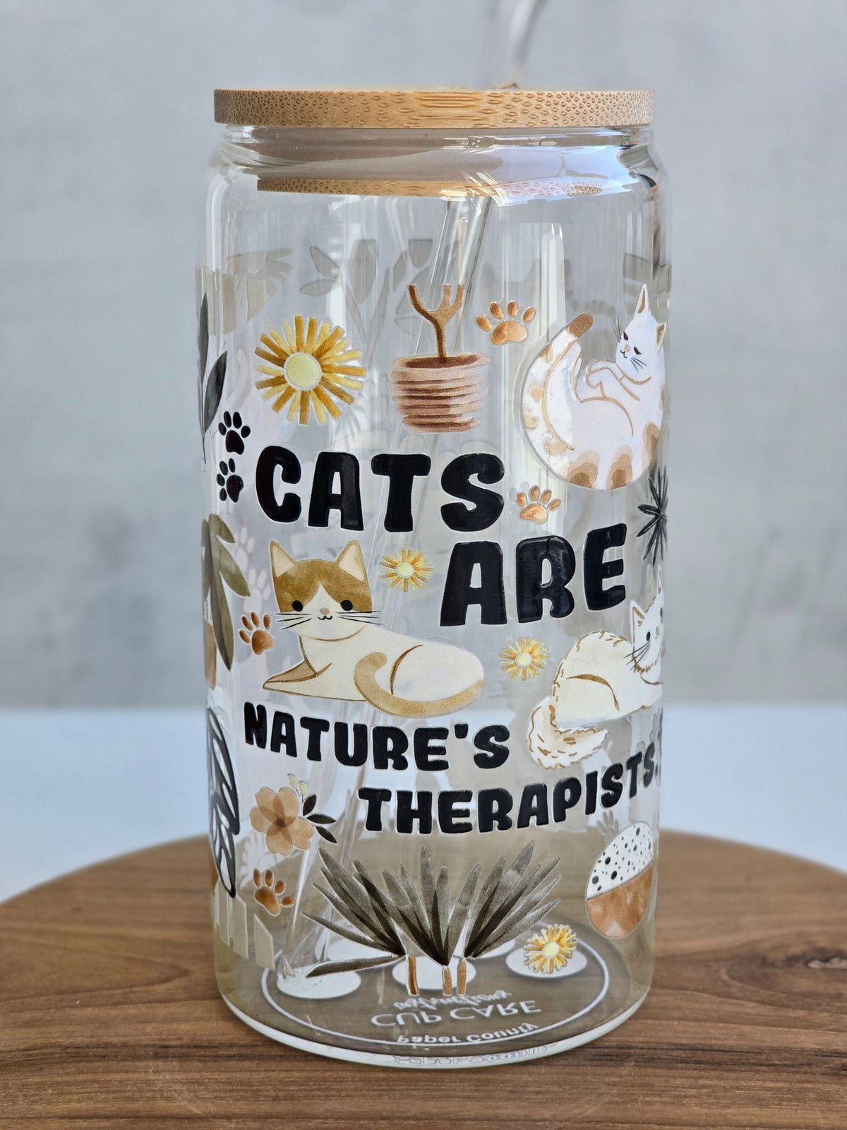 Cats are Nature's Therapists Glass Cup