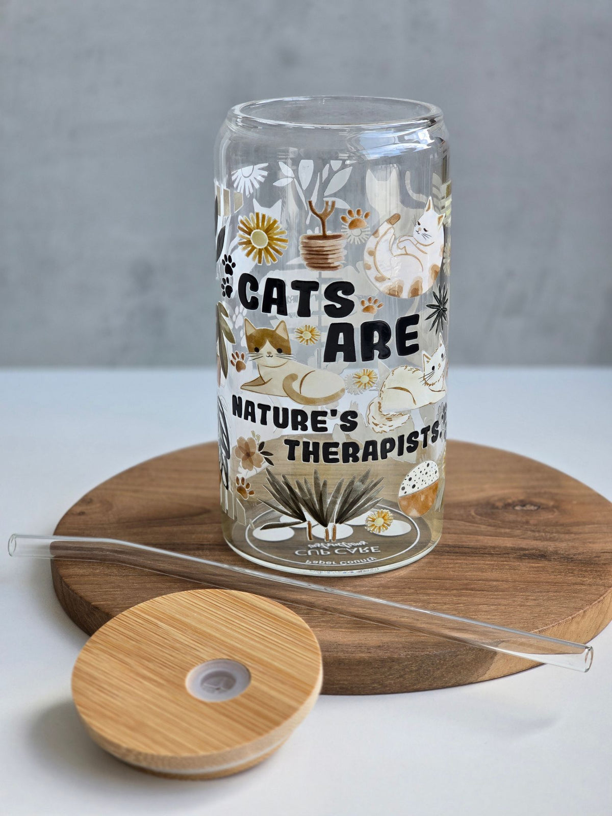 Cats are Nature's Therapists Glass Cup