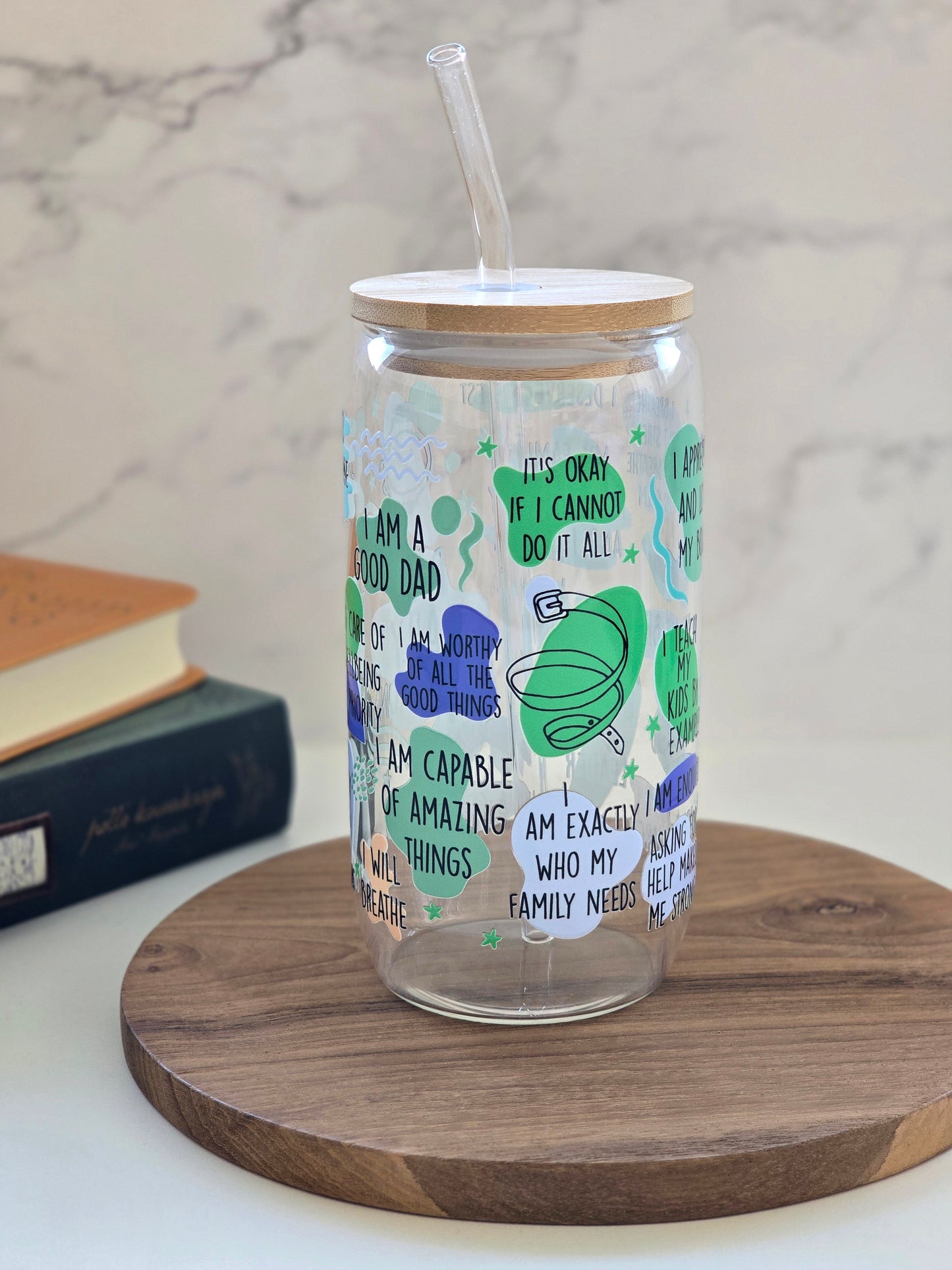 Dad Daily Affirmations Glass Cup