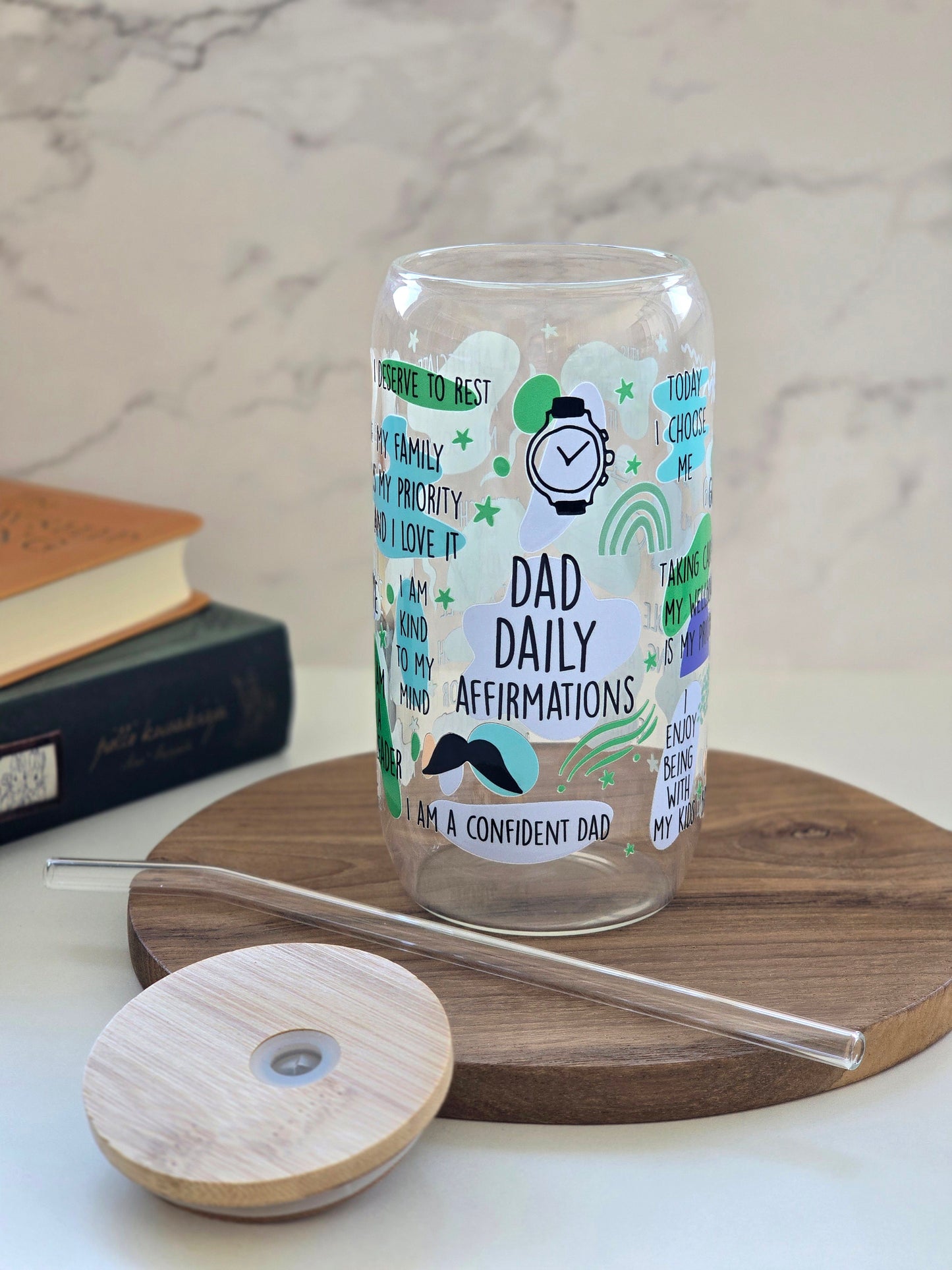 Dad Daily Affirmations Glass Cup