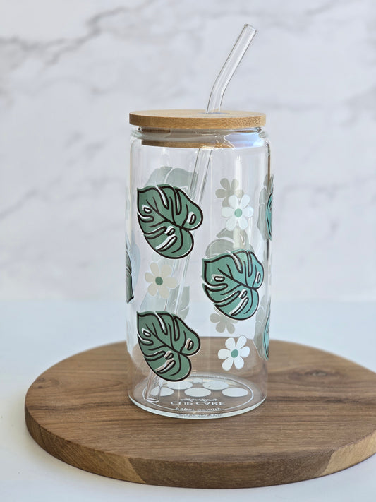 Gänseblümchen & Monstera Glasbecher