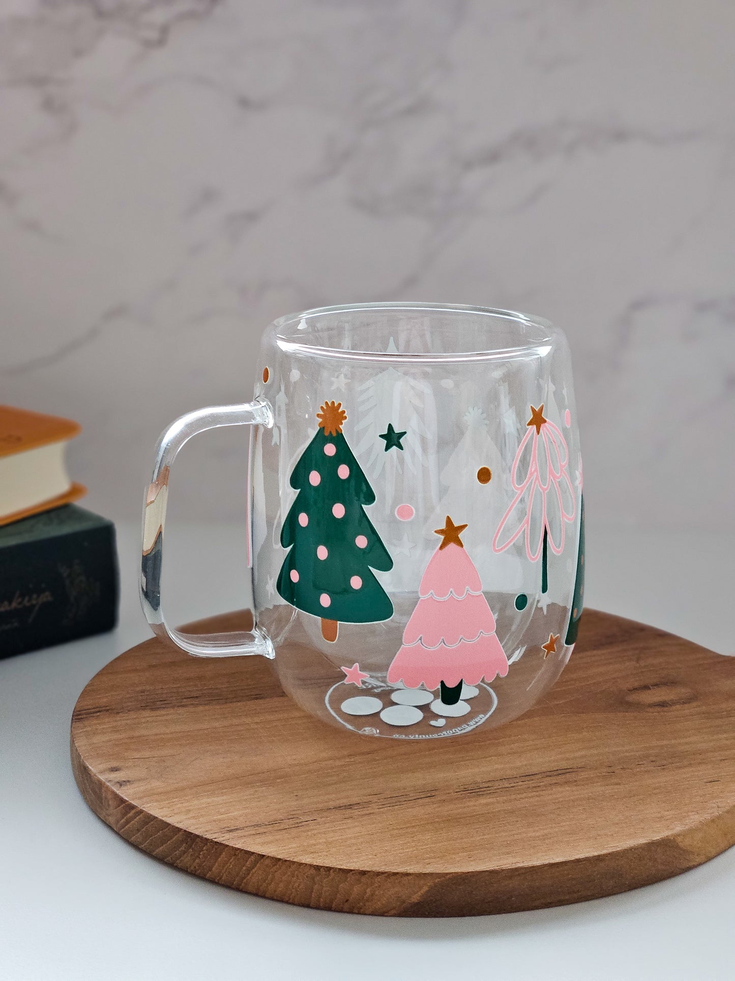 Mug en Verre Double Paroi Festive Trees