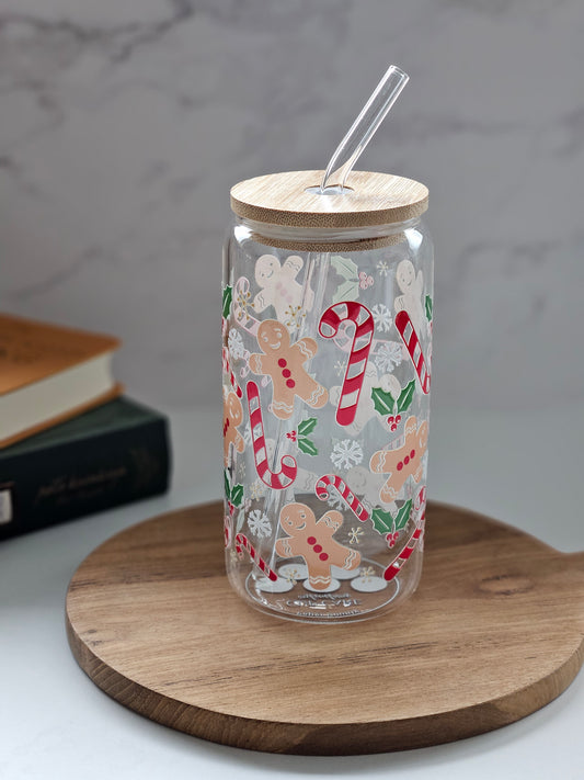 Gingerbread Man Glass Cup