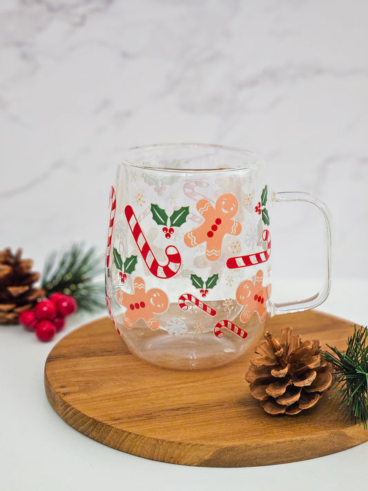 Gingerbread Man Double-Walled Glass Mug