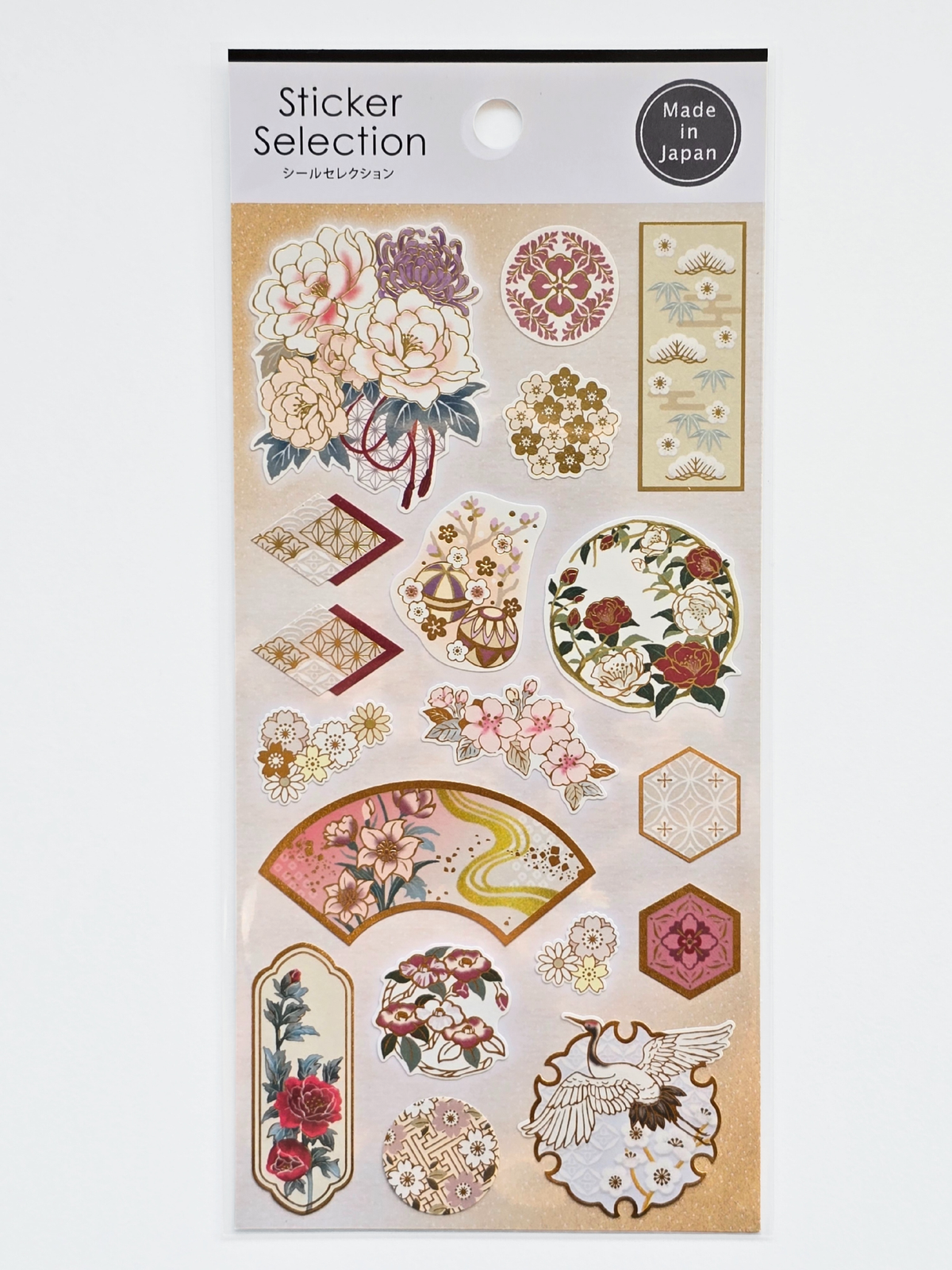 Japanische Motiv-Sticker – Goldtöne