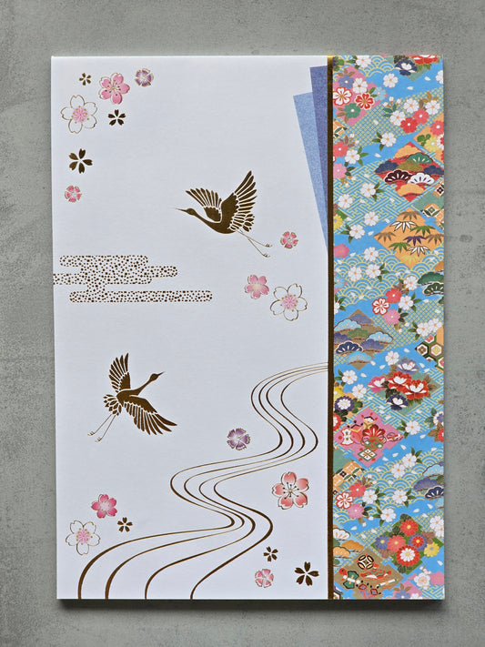 Golden Cranes and Running Water Notepad