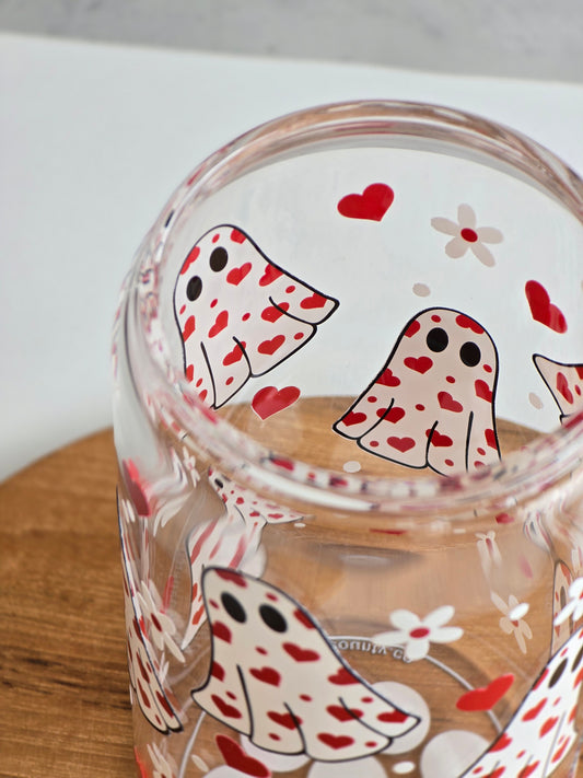 *Motif visible des deux côtés* Tasse en Verre Heart Ghost
