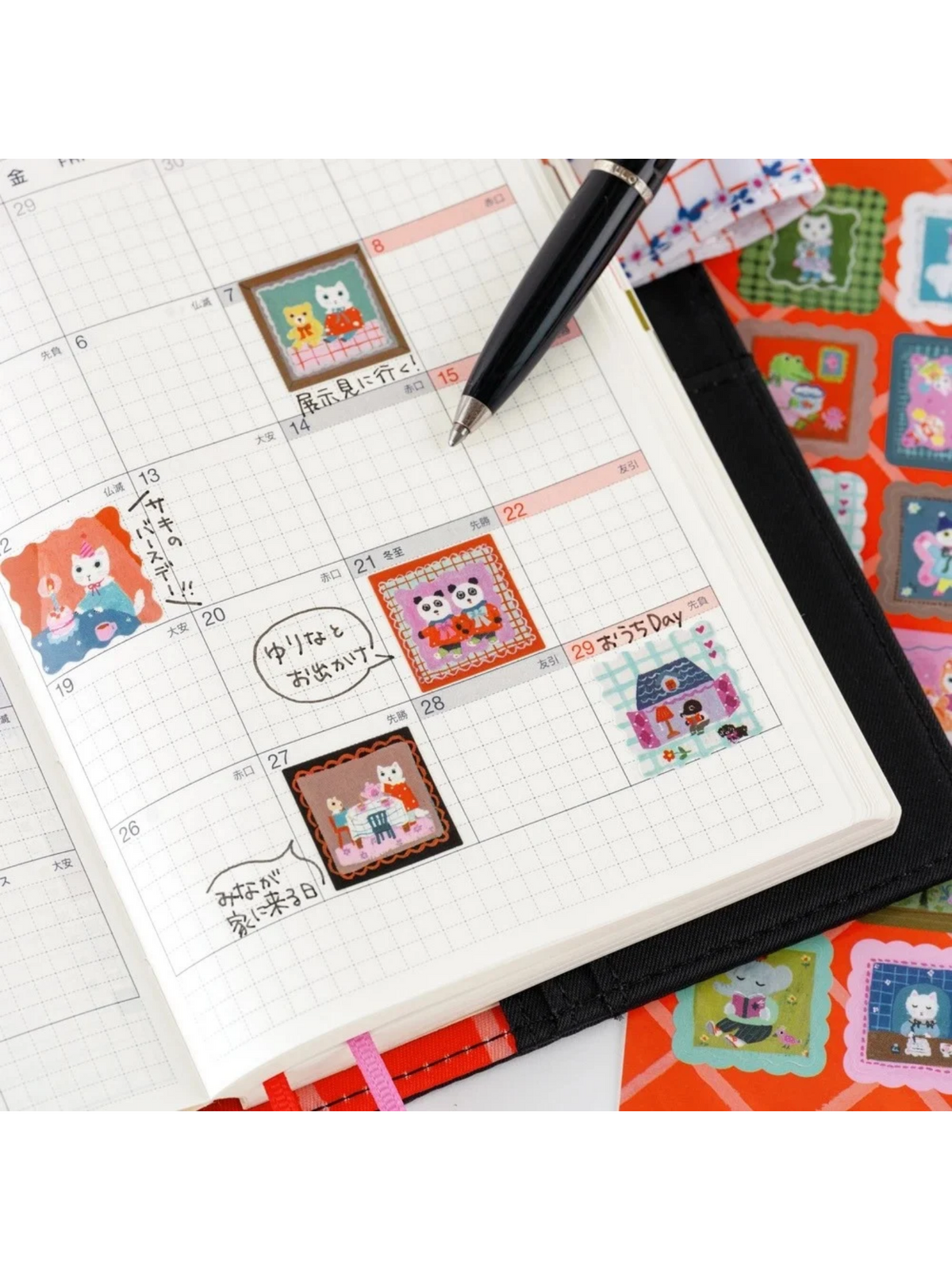 Hobonichi × Yumi Kitagishi – Stickerbogen Alltag der weissen Katze