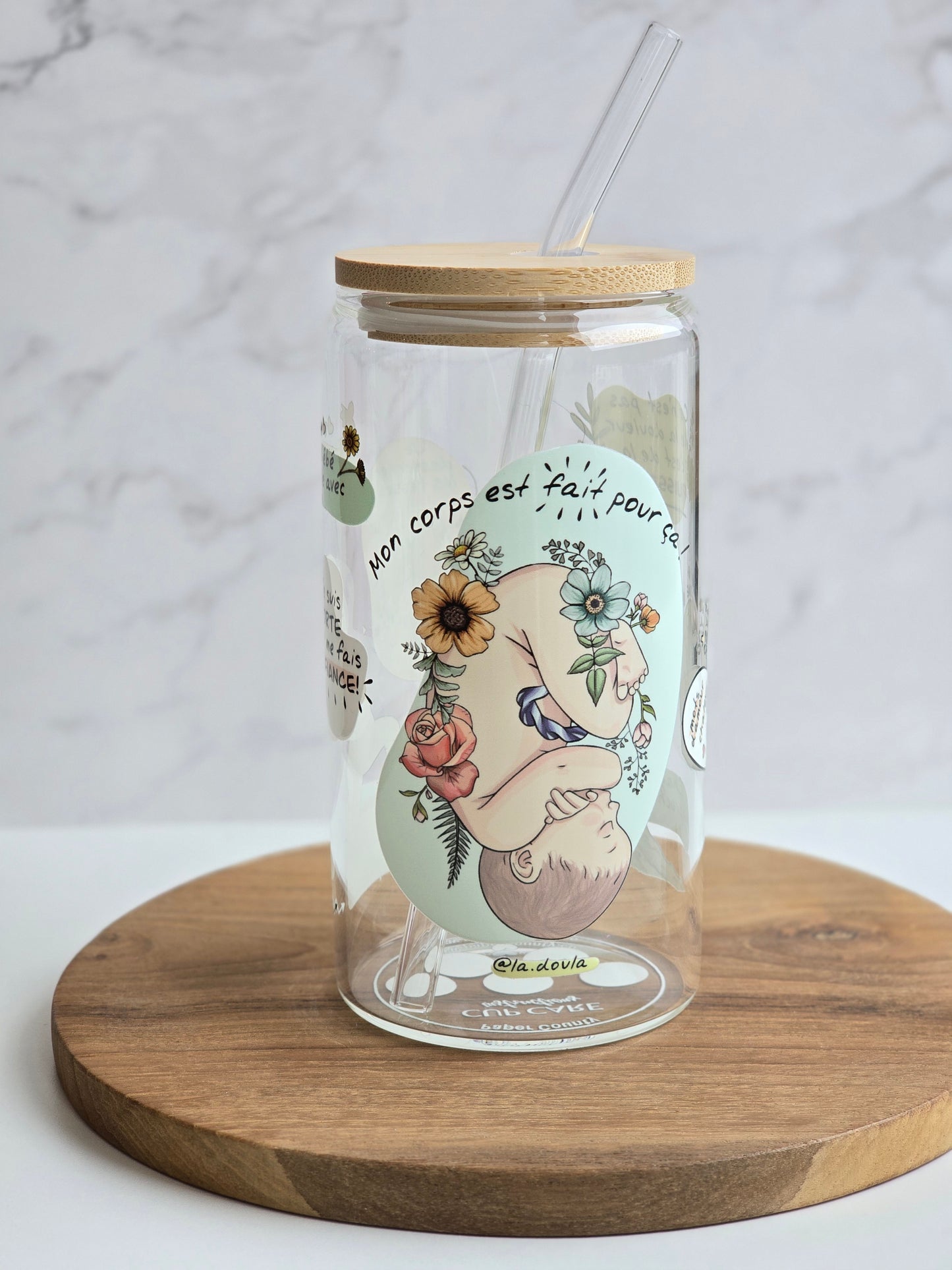 La Doula Geburtsaffirmationen Glasbecher