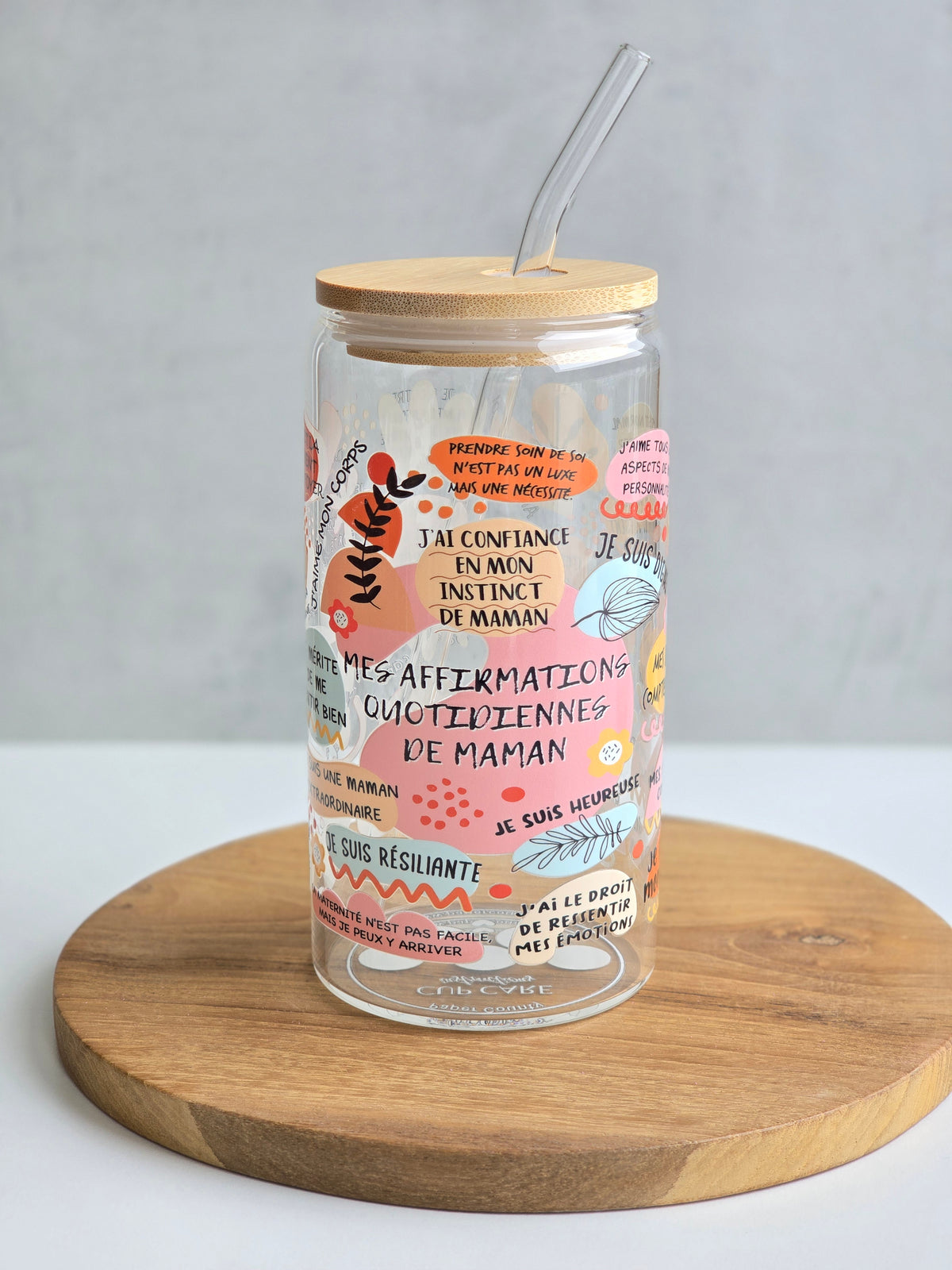 Glasbecher 'Mes Affirmations Quotidiennes de Maman'