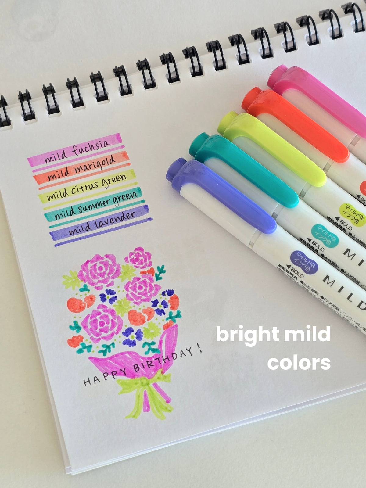 Surligneurs Zebra Mildliner – Couleurs douces lumineuses (Set de 5)