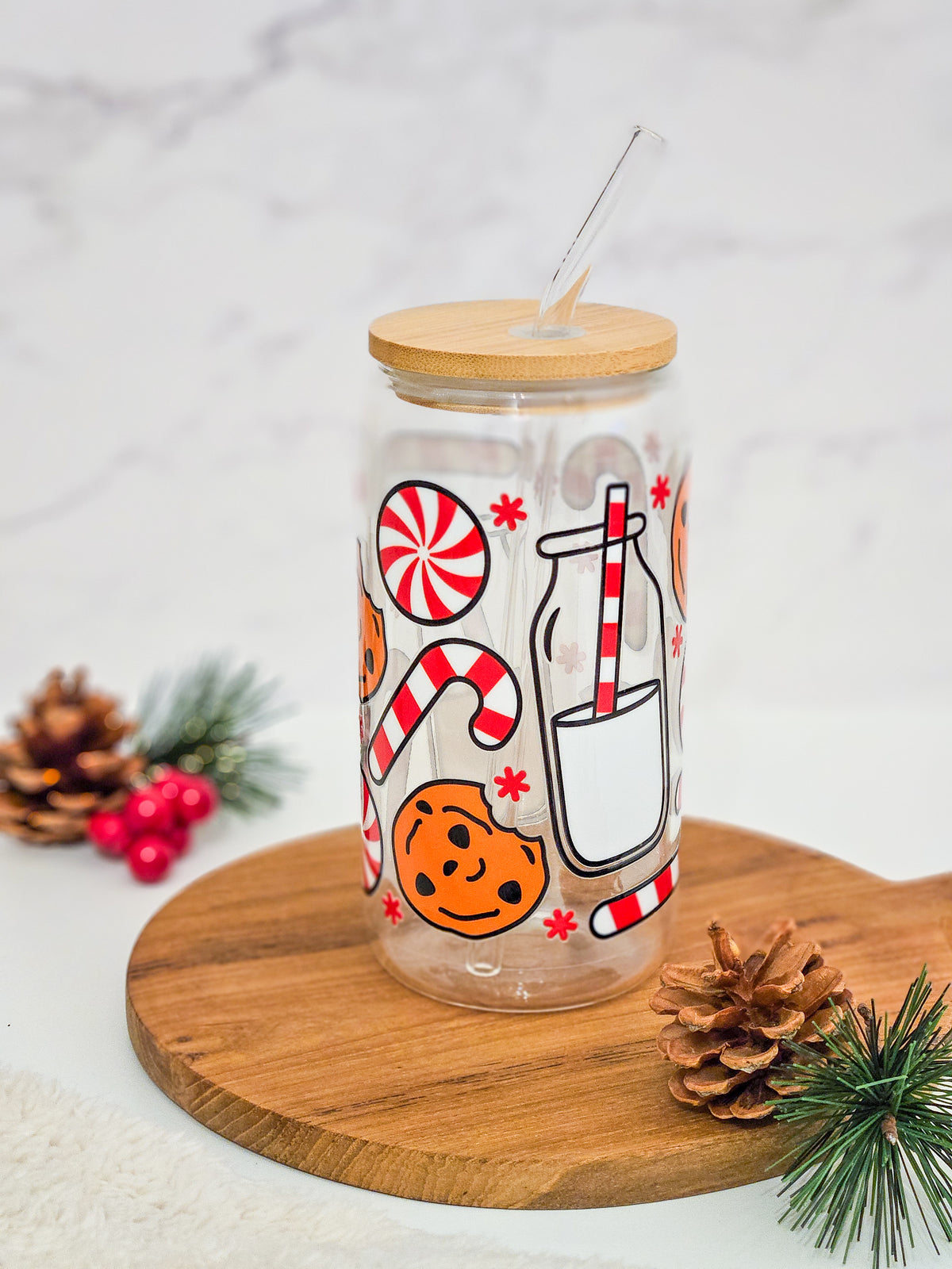 Tasse en Verre Lait et Biscuits