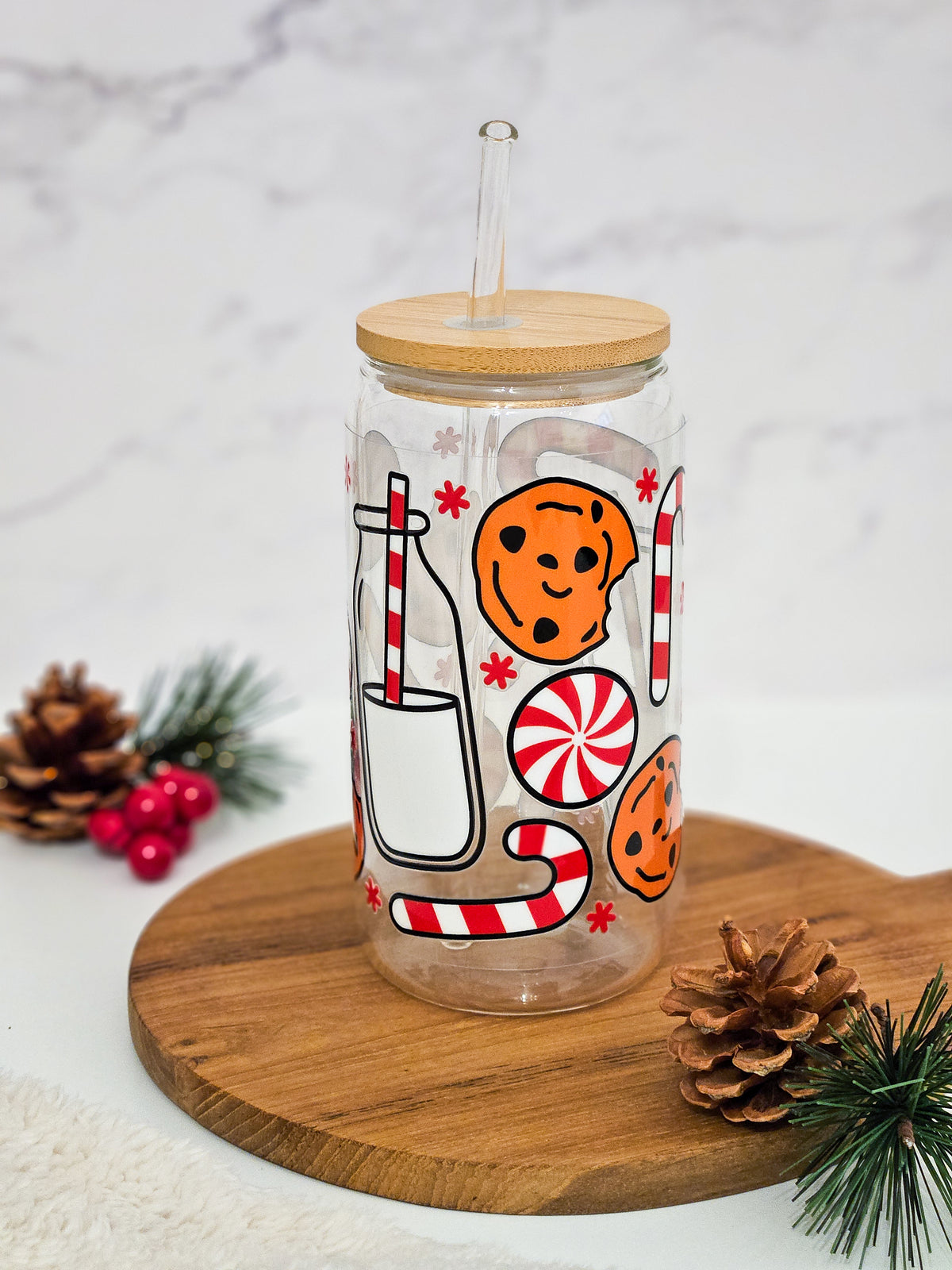 Tasse en Verre Lait et Biscuits