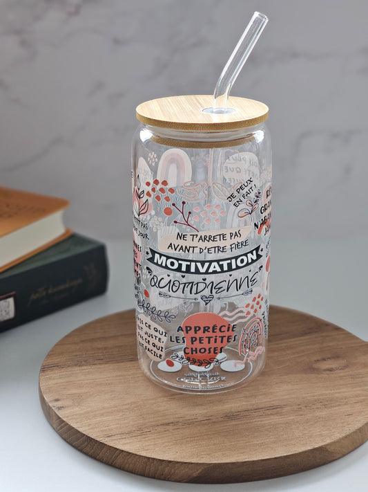 'Motivation Quotidienne' Glass Cup