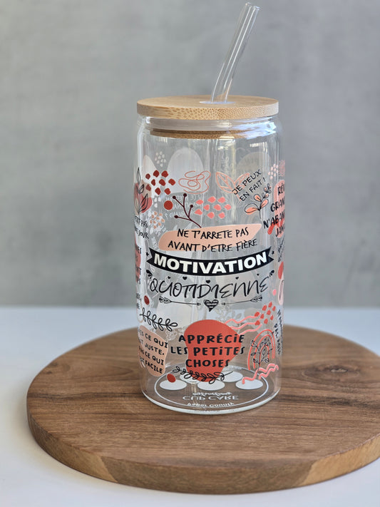 'Motivation Quotidienne' Glass Cup
