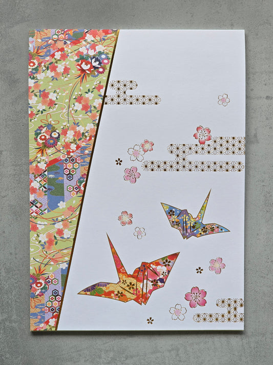 Origami Cranes and Cherry Blossoms Notepad