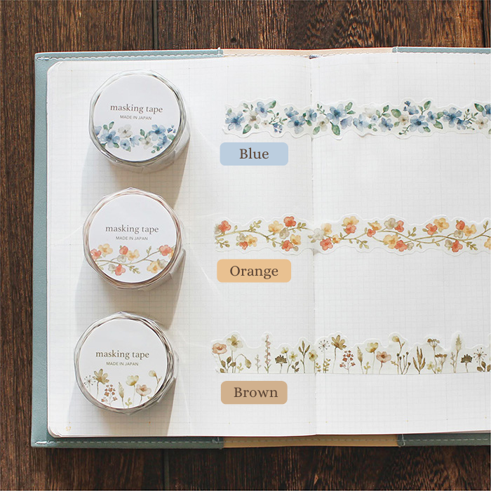 Masking Tape Floral Bleu Découpé