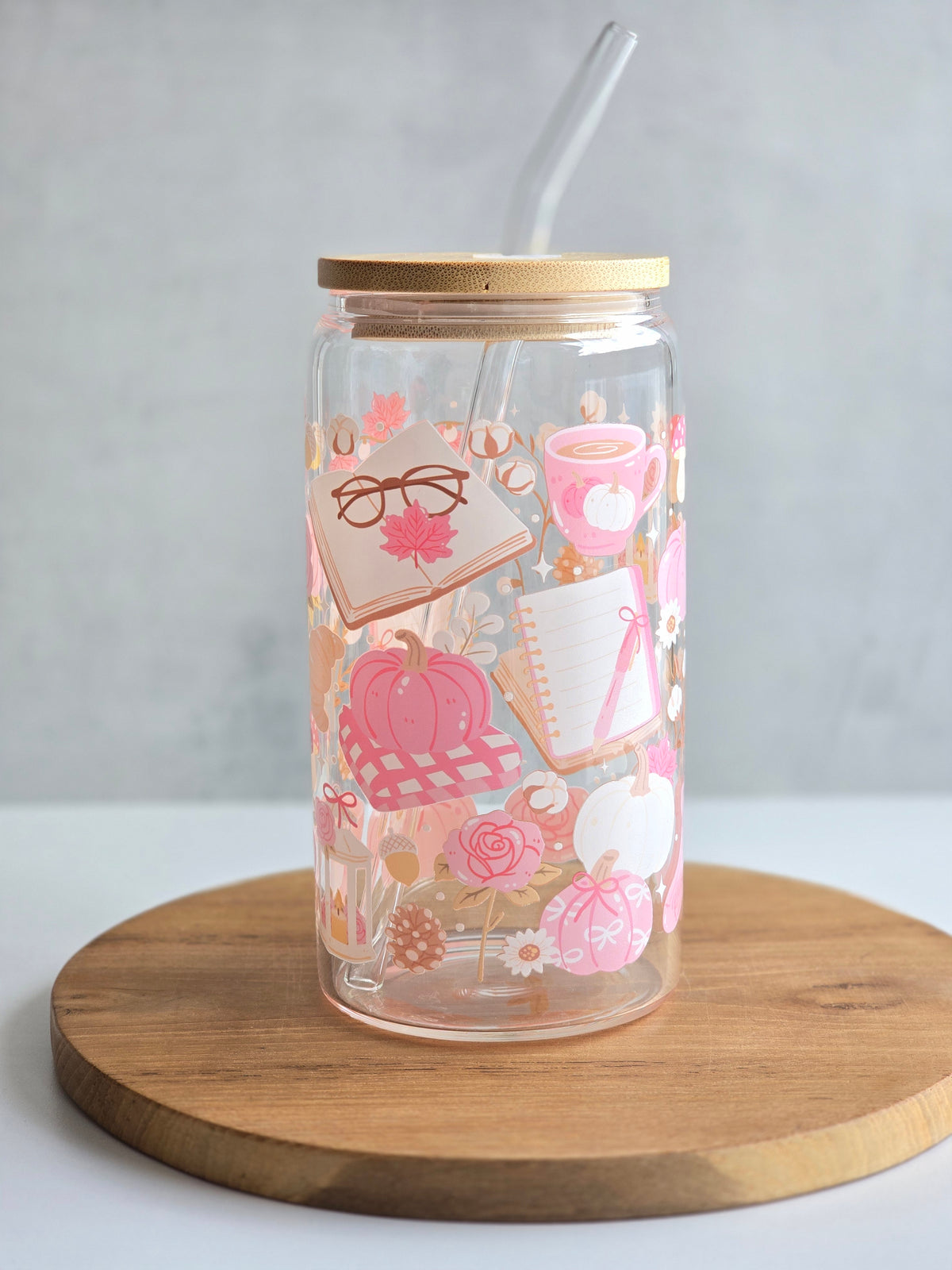 Rosa Herbst Glasbecher