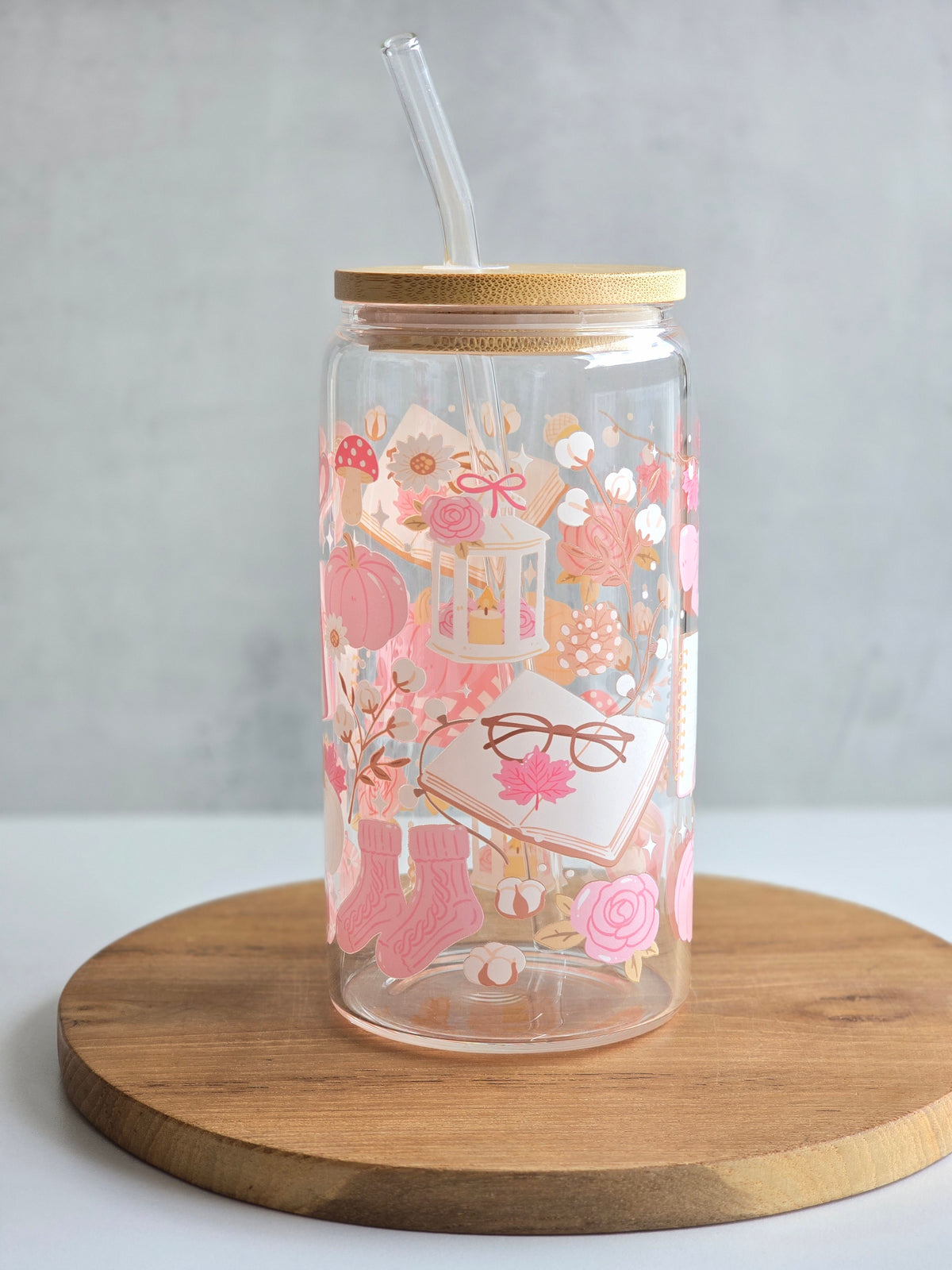 Rosa Herbst Glasbecher