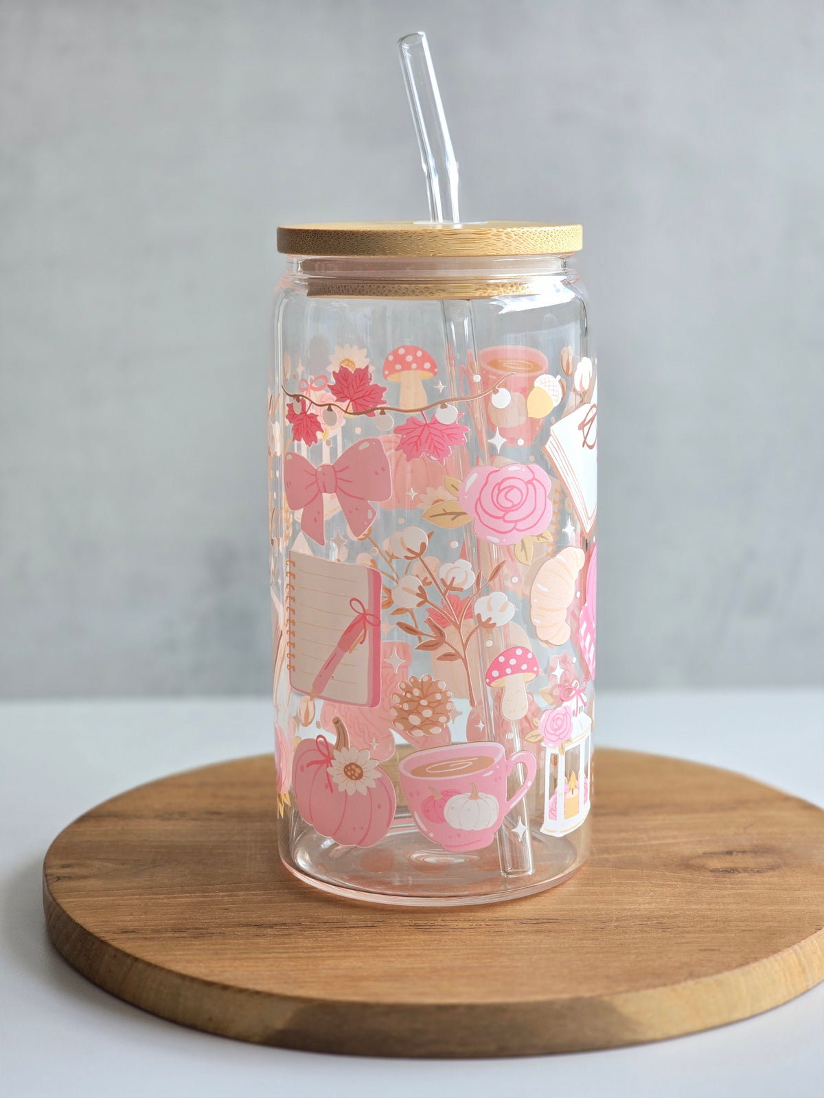 Rosa Herbst Glasbecher