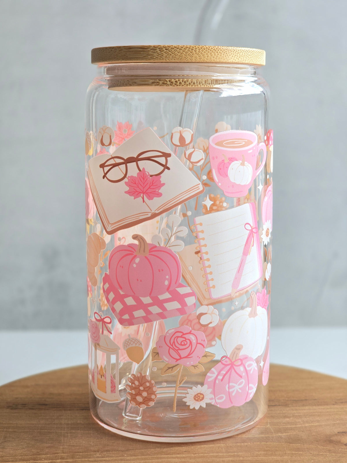 Rosa Herbst Glasbecher