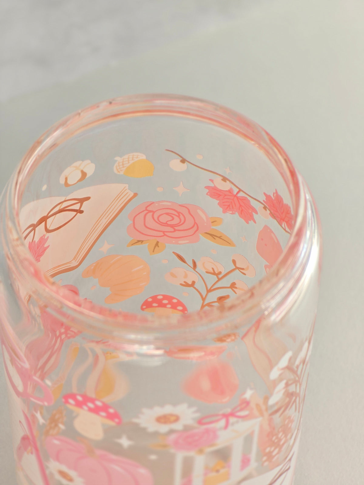 Rosa Herbst Glasbecher