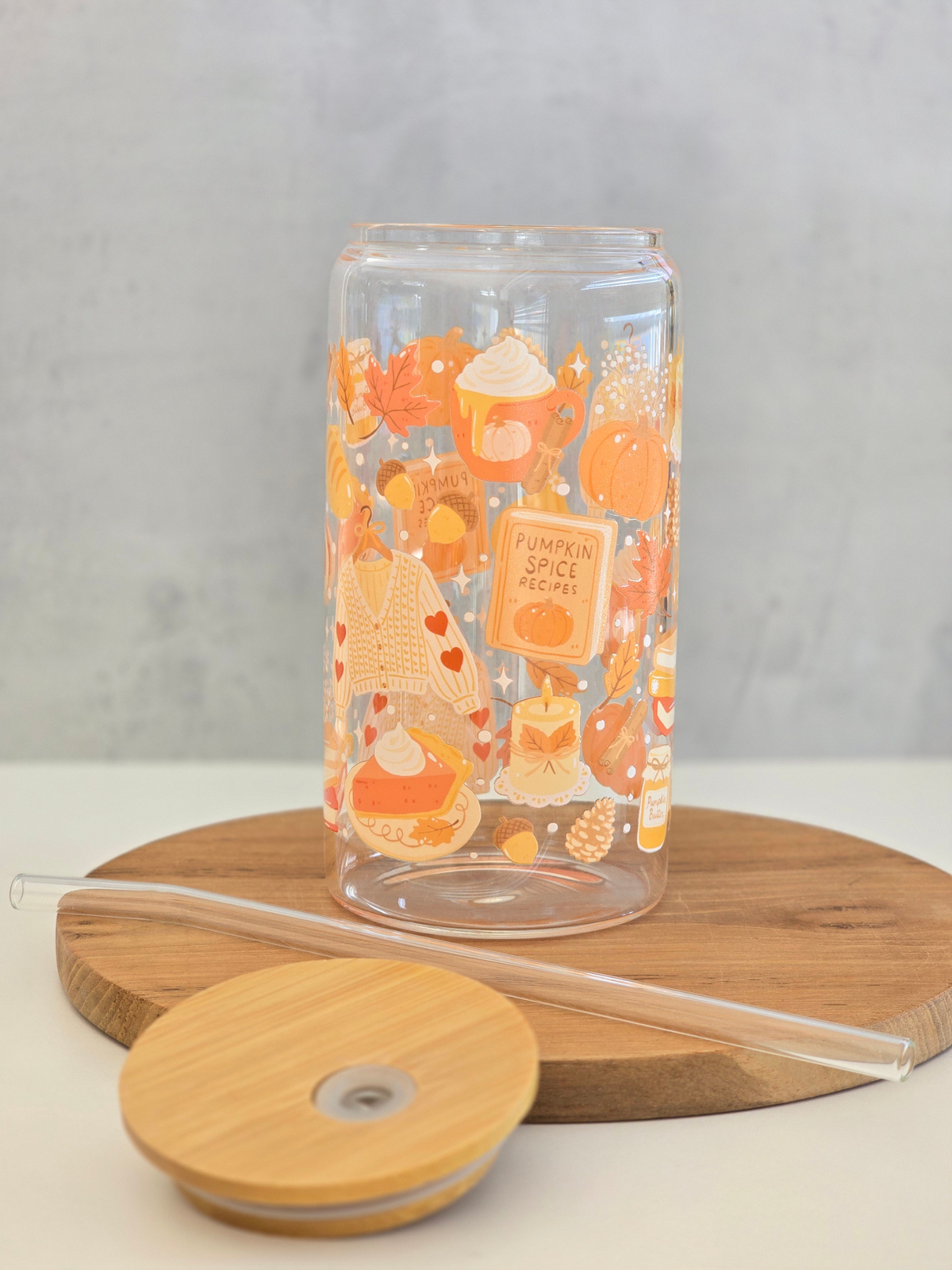 *Motiv auf beiden Seiten sichtbar* Pumpkin Spice Glasbecher