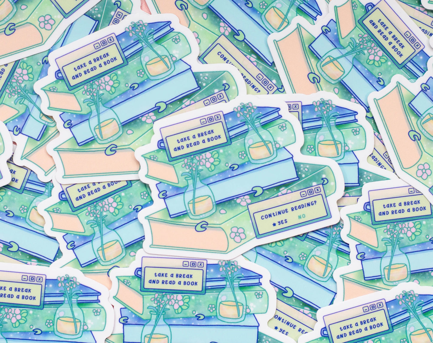 Autocollant de livres empilés