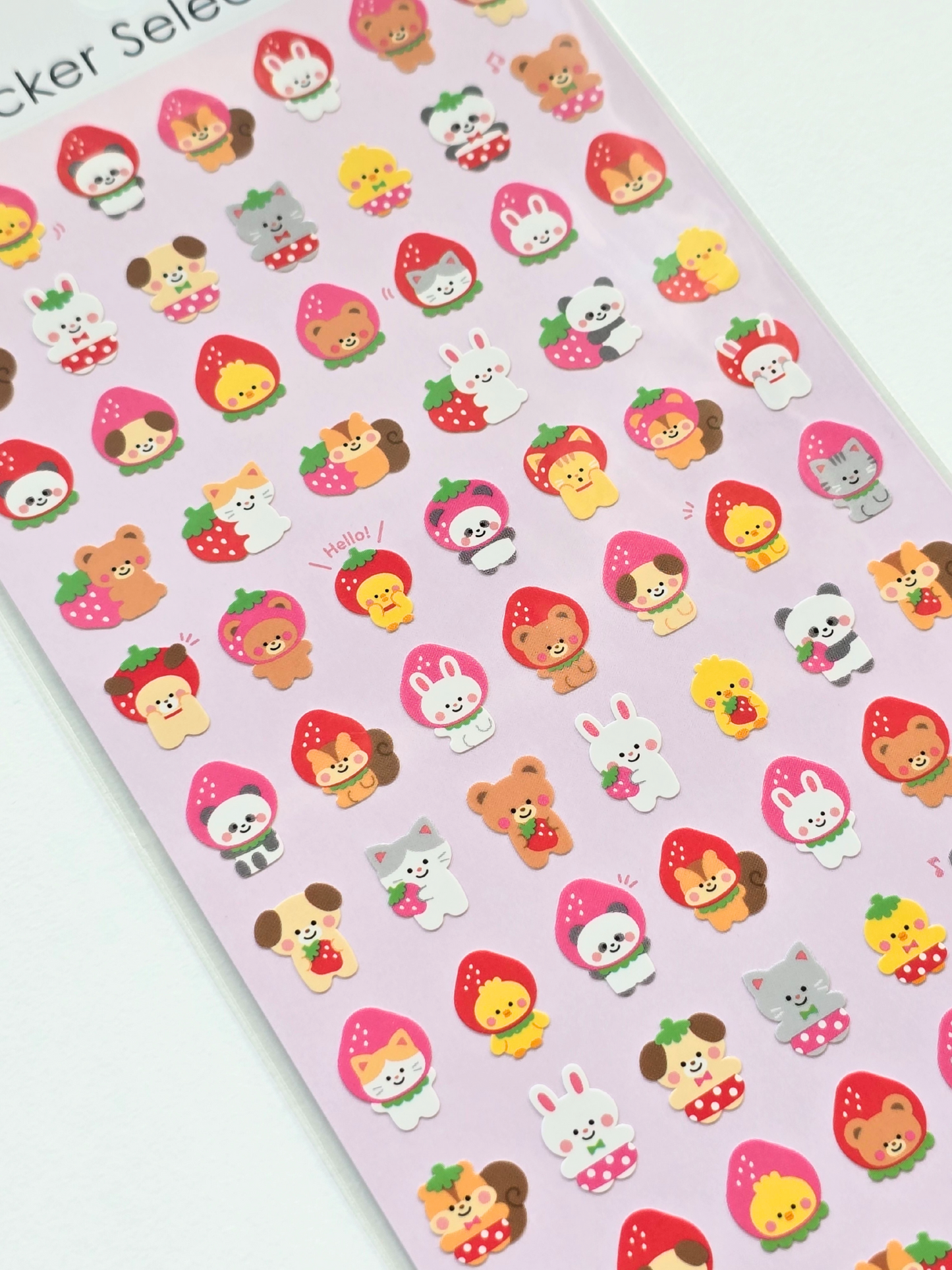 Strawberry Animal Sticker Sheet