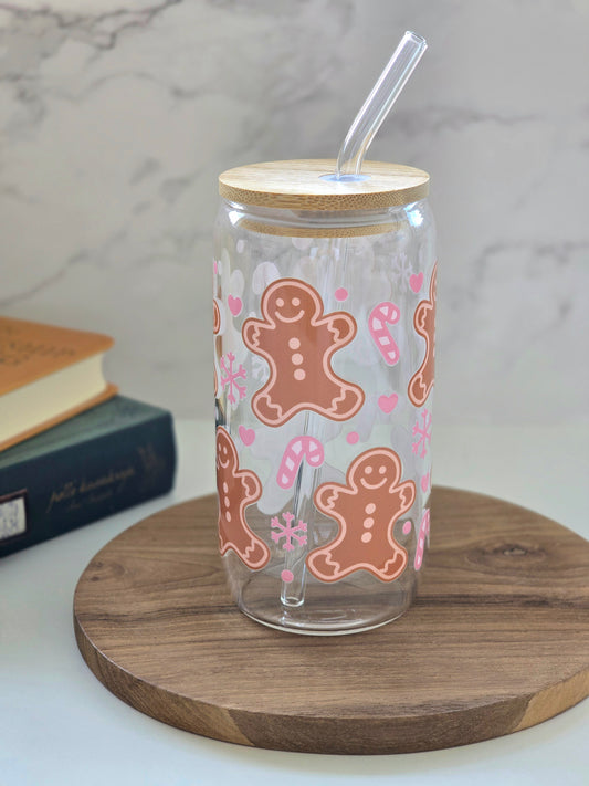 Sweet Gingerbread Man Glass Cup