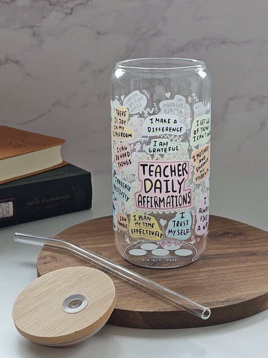 'Teacher Daily Affirmations' Fun Glass Cup