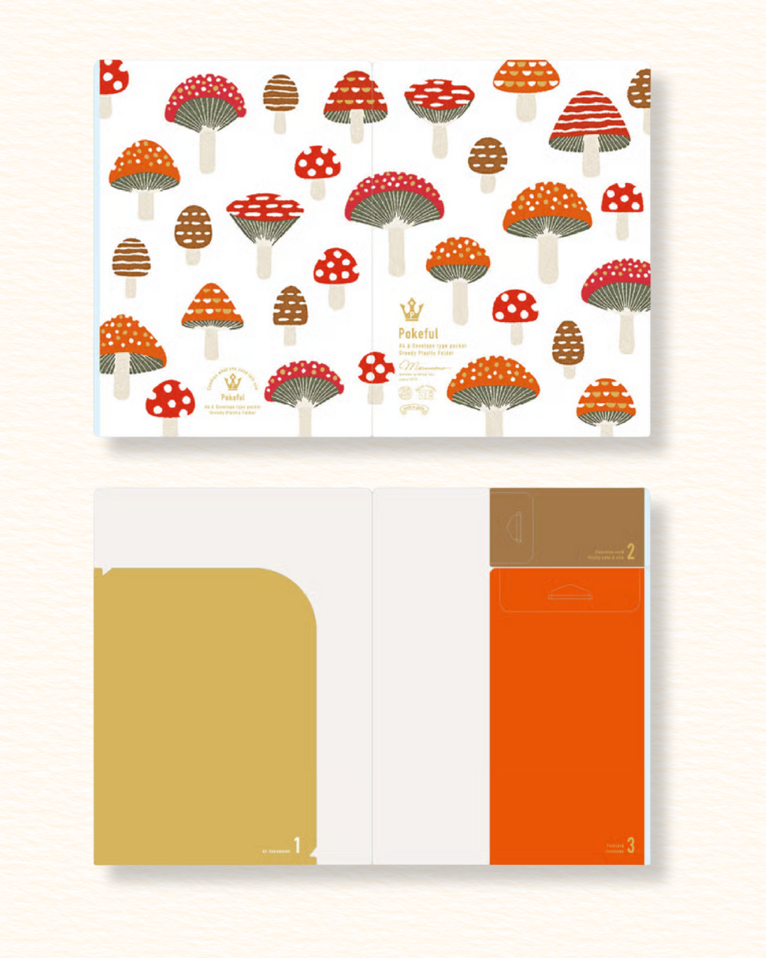 A4 Multifunktionsmappe mit skandinavischem Pilzmotiv