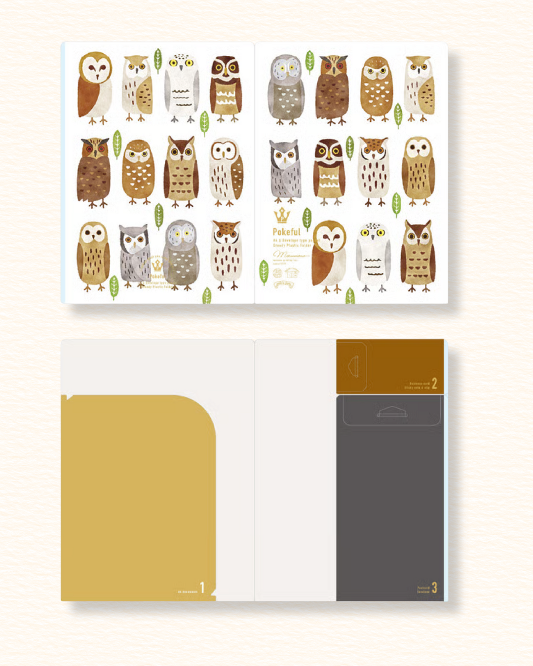 A4 Multifunktionsmappe mit skandinavischem Eulenmotiv