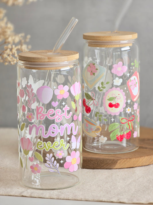 Best Mom Ever Glass Cup
