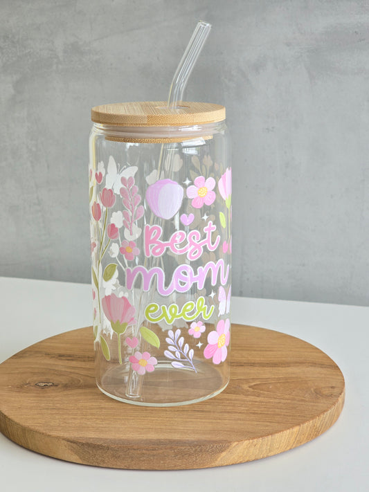 Best Mom Ever Glass Cup