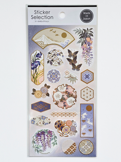 Planche d’Autocollants Motifs Japonais – Tons Bleus