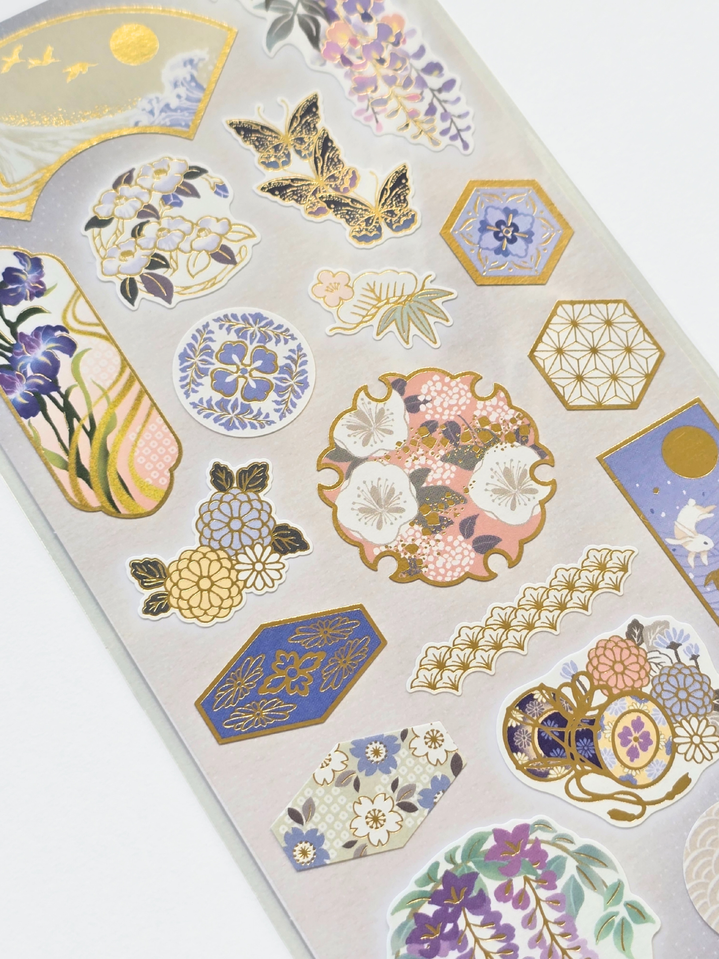 Planche d’Autocollants Motifs Japonais – Tons Bleus