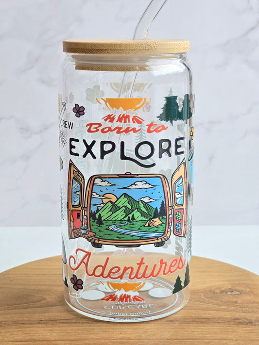 Born to Explore Glass Cup