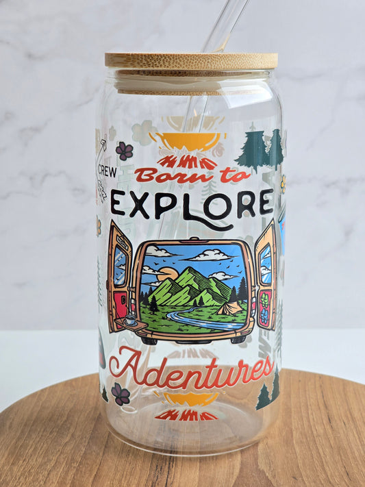 Born to Explore Glass Cup