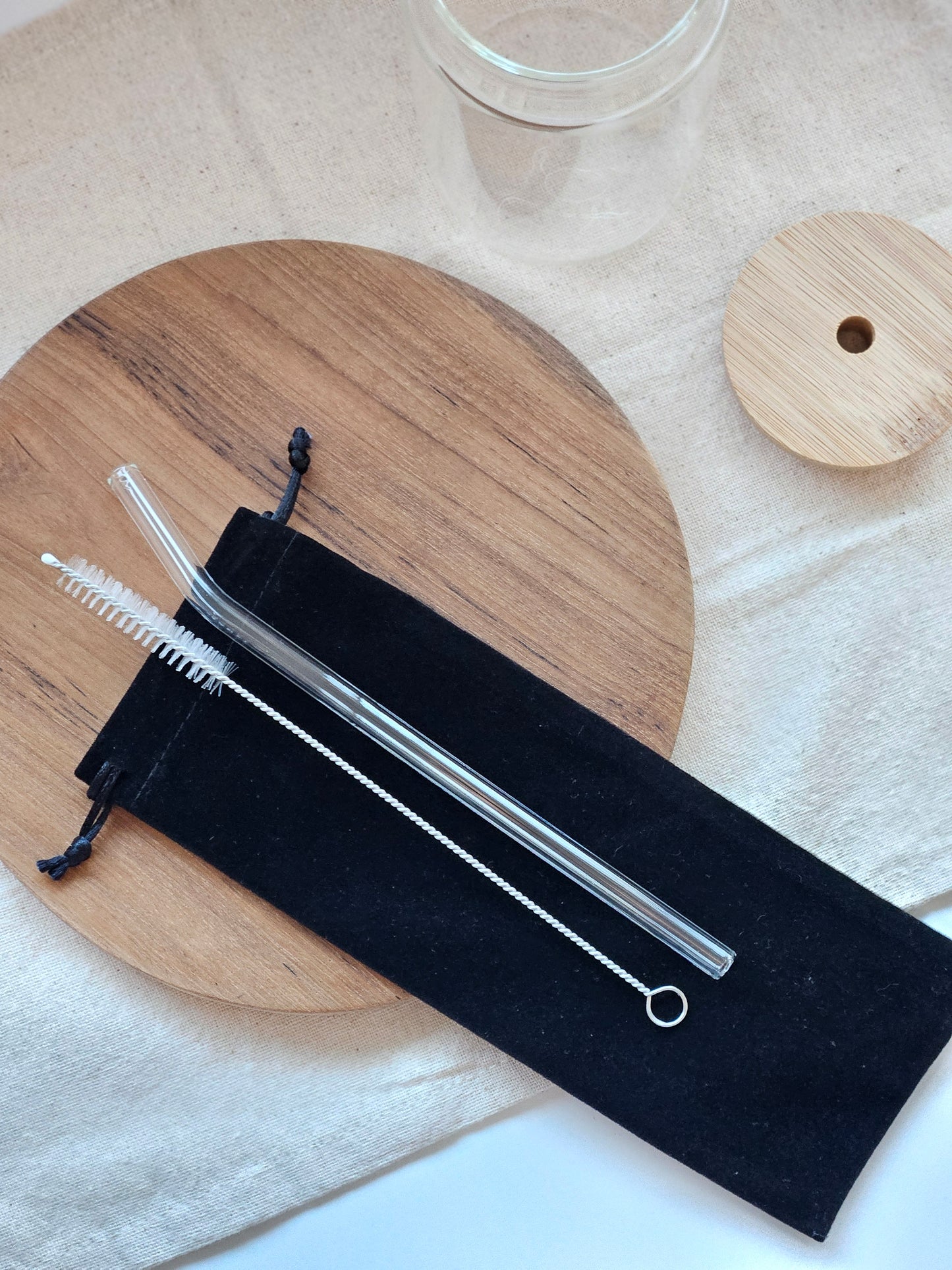 Tragbares Glasstrohhalm- und Bürstenset