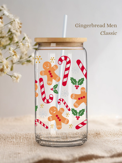 Gingerbread Man Glass Cup - Classic, Bold & Watercolor
