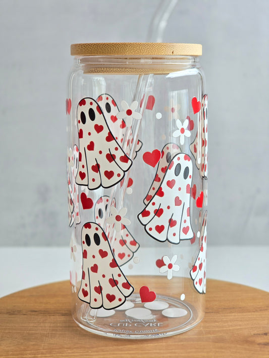*Motif visible des deux côtés* Tasse en Verre Heart Ghost