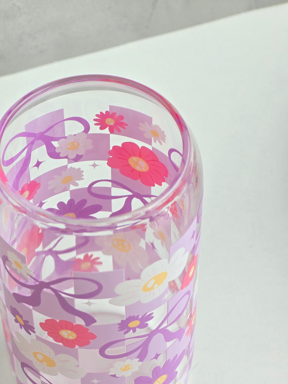 Tasse en Verre Lilac Bow Checkered