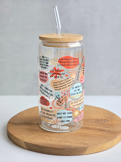 'Mes Affirmations Quotidiennes de Maman' Glass Cup